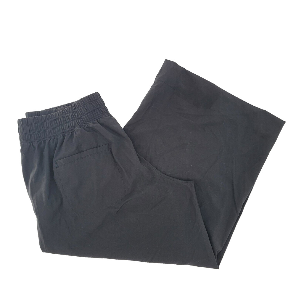 APANA Women's Medium Yoga Wide Leg Athletic Pants Athleisure Black Stretch